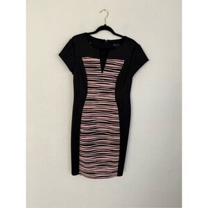 Connected Apparel Woman Black / Pink Short Sleeve Dress, Size 12